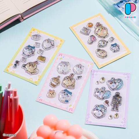PUKU CHURU seal③ の黄色・ピンク・クリーム・紫の4枚のシート