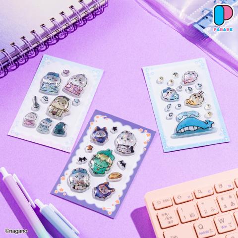 PUKU CHURU seal③ の水色・紺色・白の3枚のシート