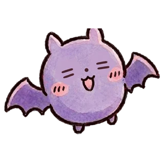 ちいふぁんのマスコット（むらさきのコウモリの子）